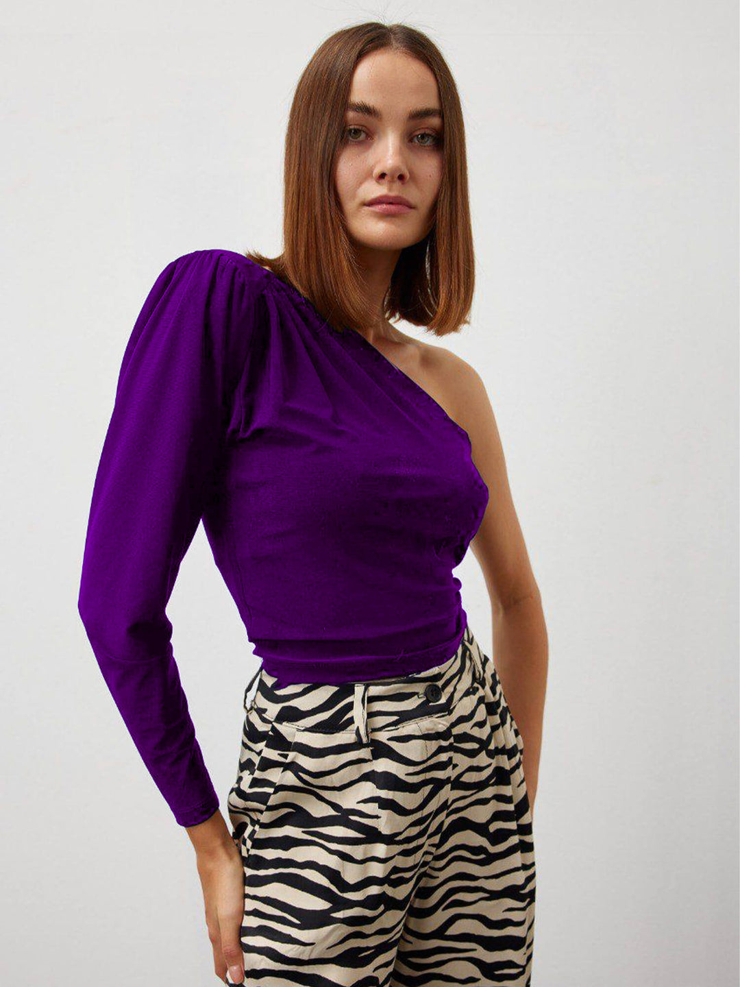 shirt one shoulder purple
