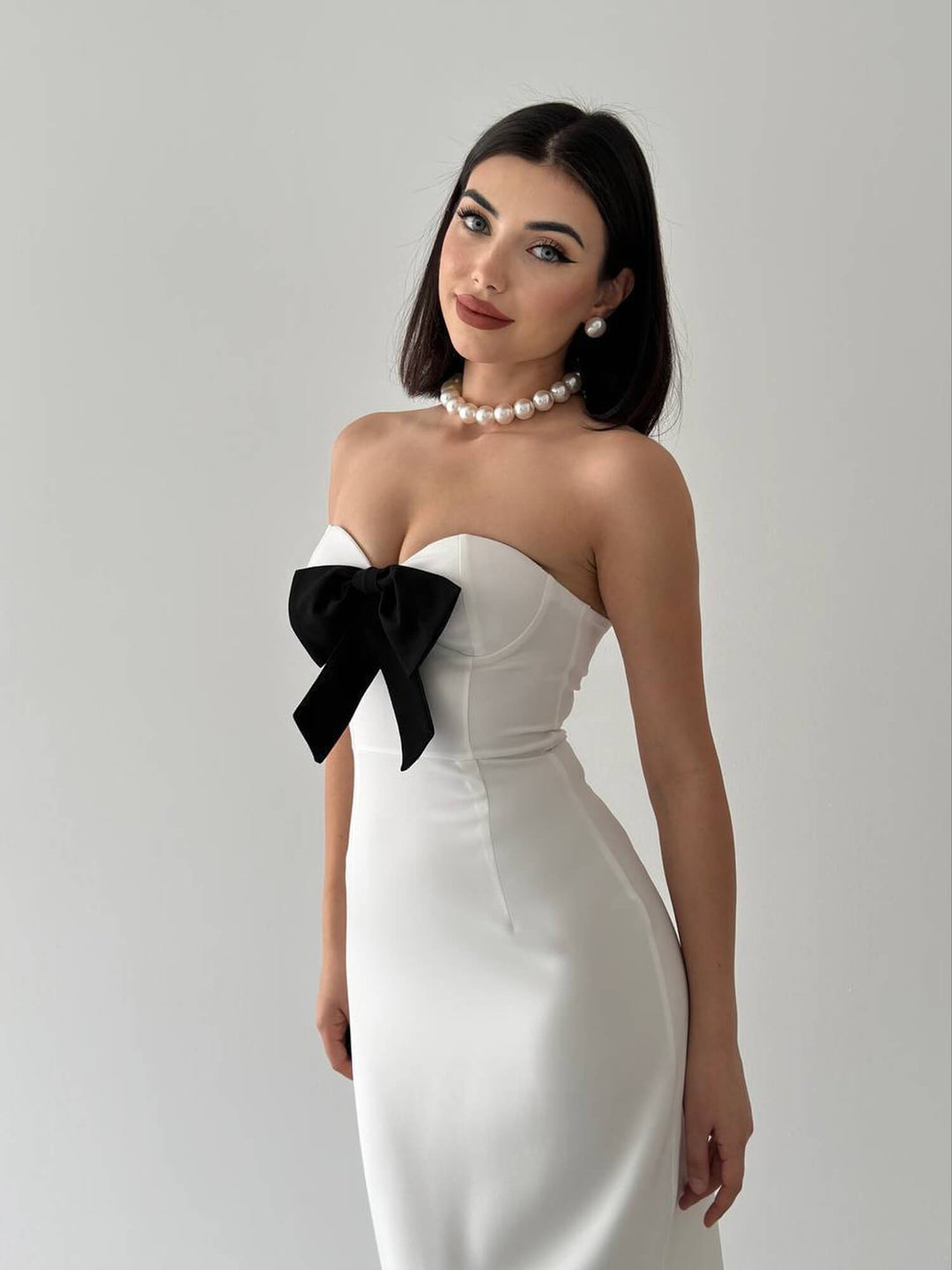 bow long dress White