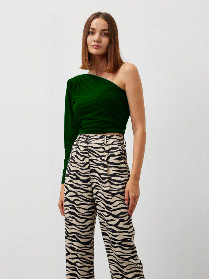 shirt one shoulder green