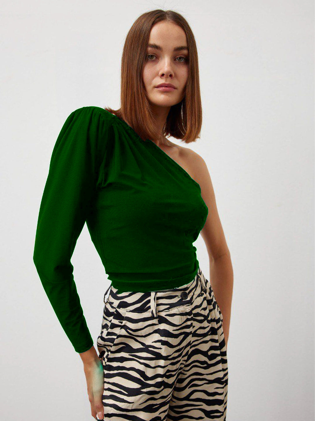 shirt one shoulder green