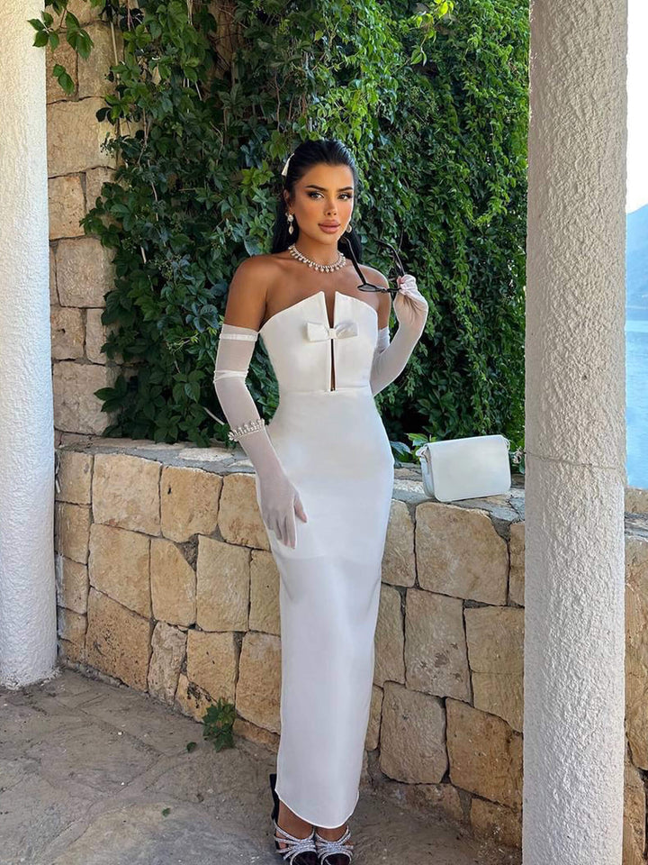 Classy dress with bow- White
