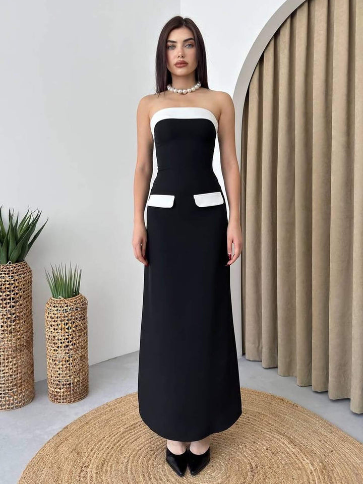 Long black and white dress